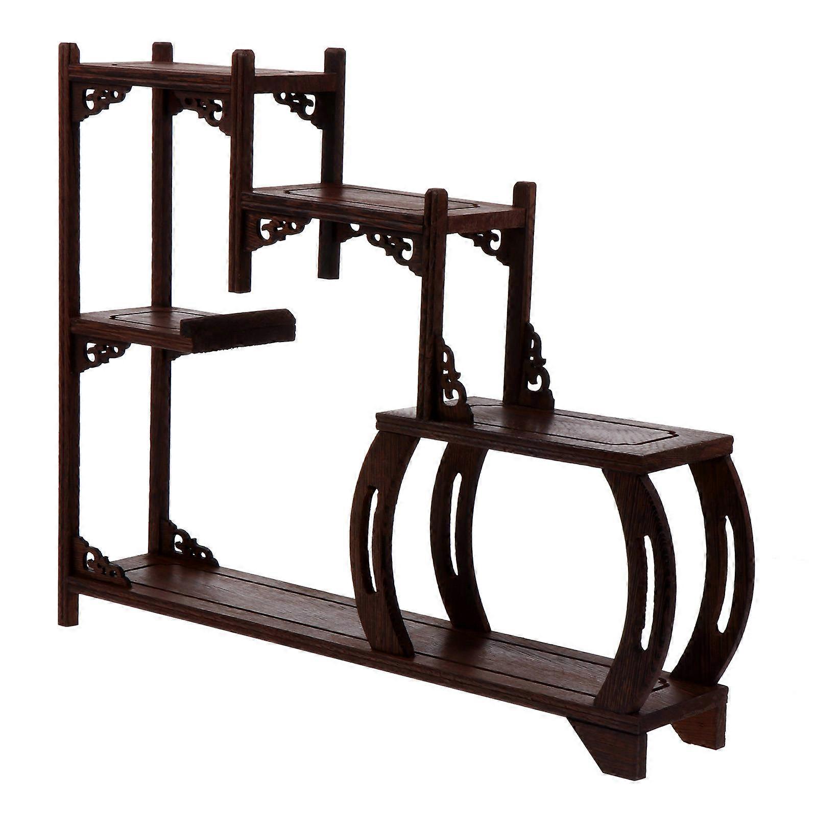 Wood Display Stand Antique Shelf for Home Use 3Pcs Curio Display Rack