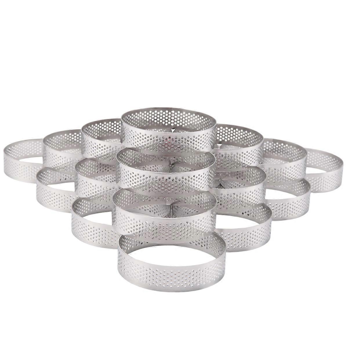 20Pcs Circular Tart Rings with Holes Quiches Cake Mousse Ring 8cm
