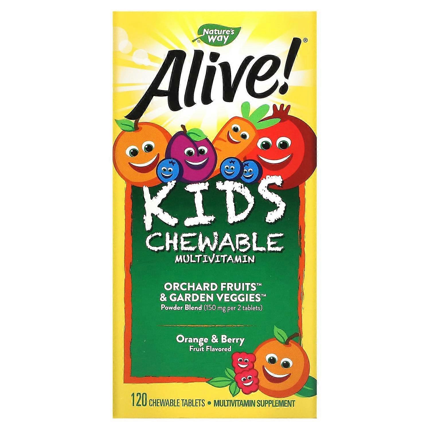 Nature's Way, Alive! Kid's Chewable Multivitamin, Orange & Berry, 120 Chewable Tablets