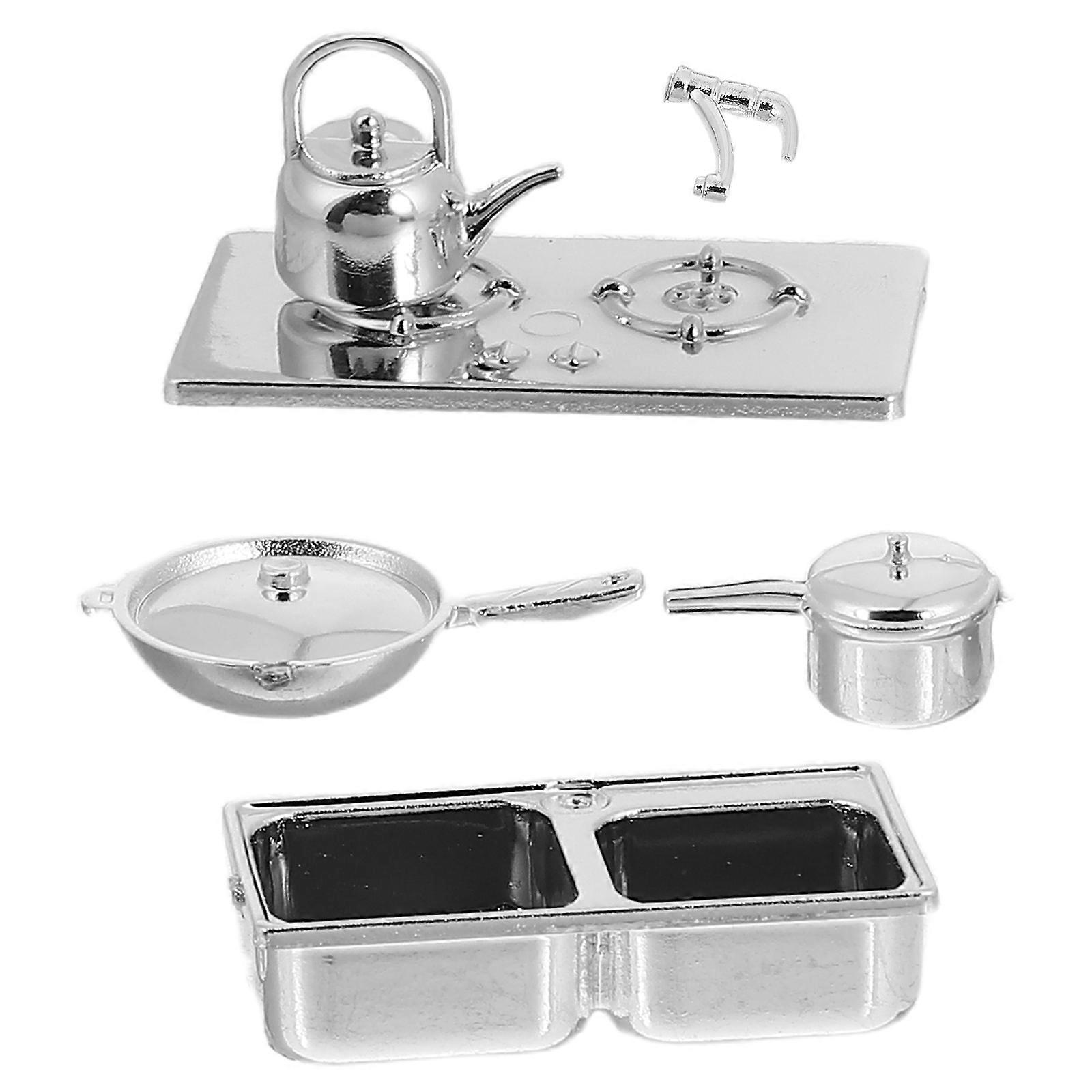 4Sets Miniature Kitchen Ornaments Cute Dollhouse Items for Decor