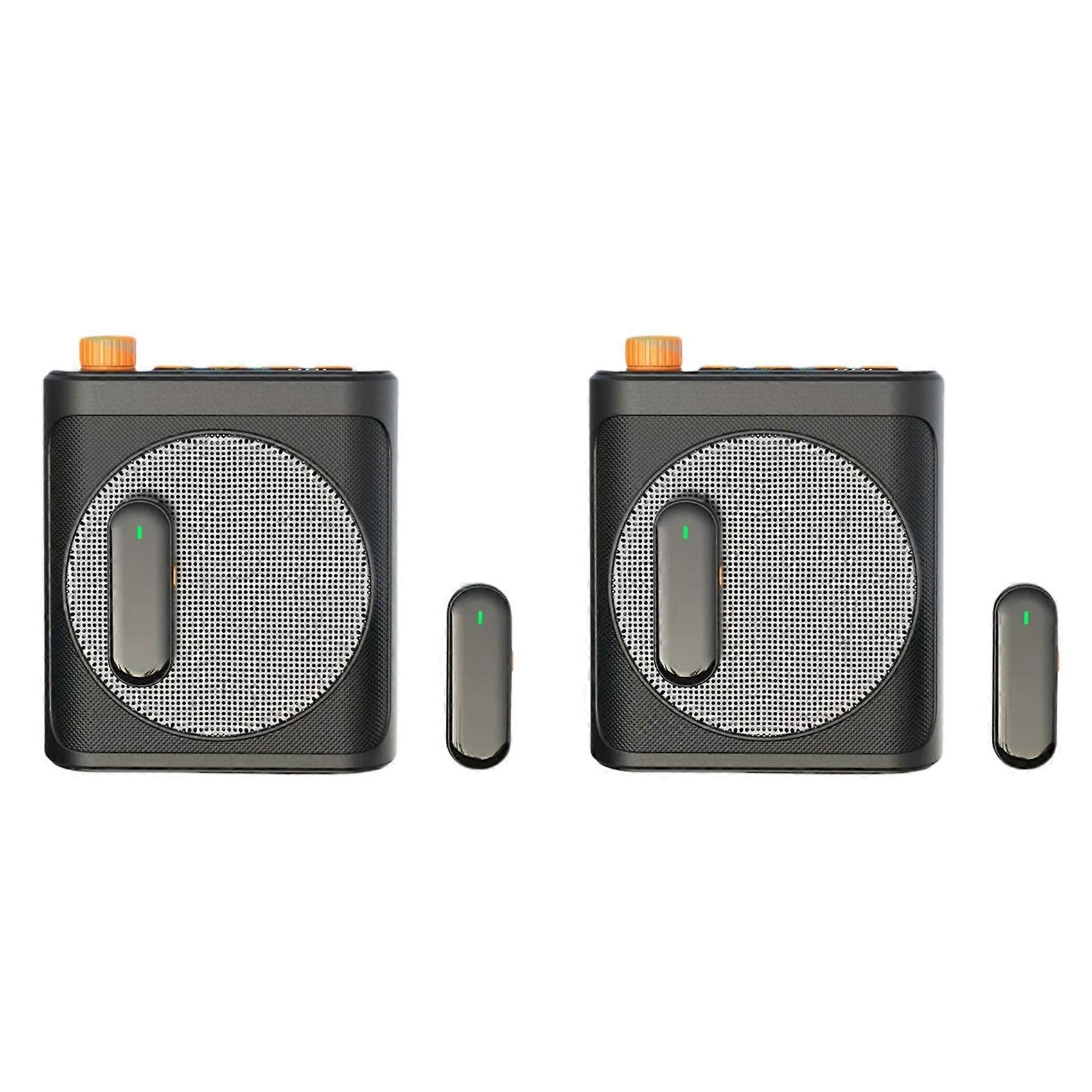 Wireless Lavalier Microphone Portable Voice Amplifier with 4 Mic, Rechargeable Speaker for Classroom, Meetings, Speeches