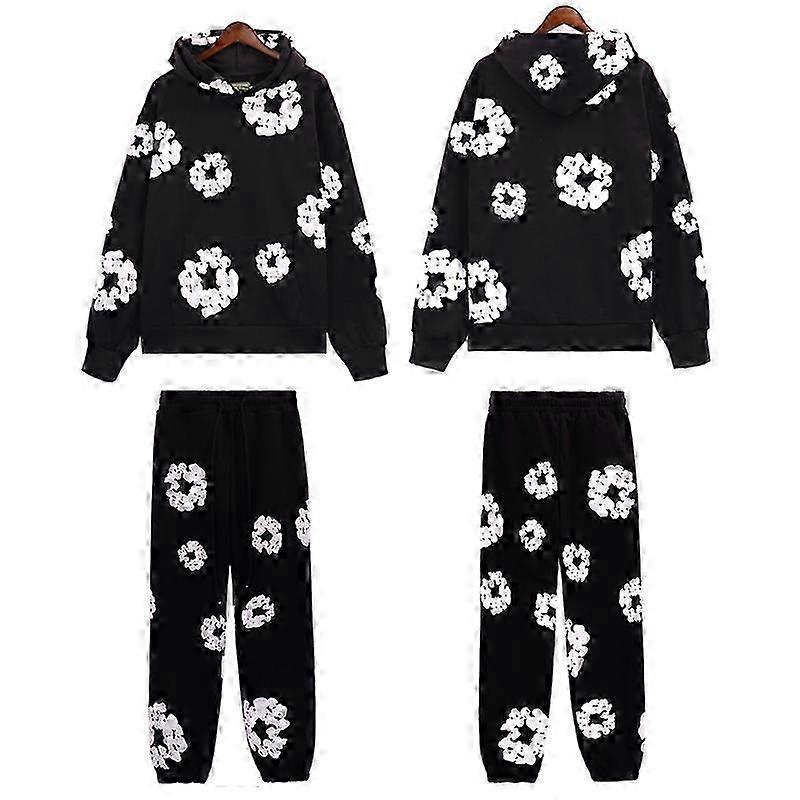 Conjunto de top y pantalón informal de algodón vaquero con estampado de espuma para otoño e invierno, recién llegado.