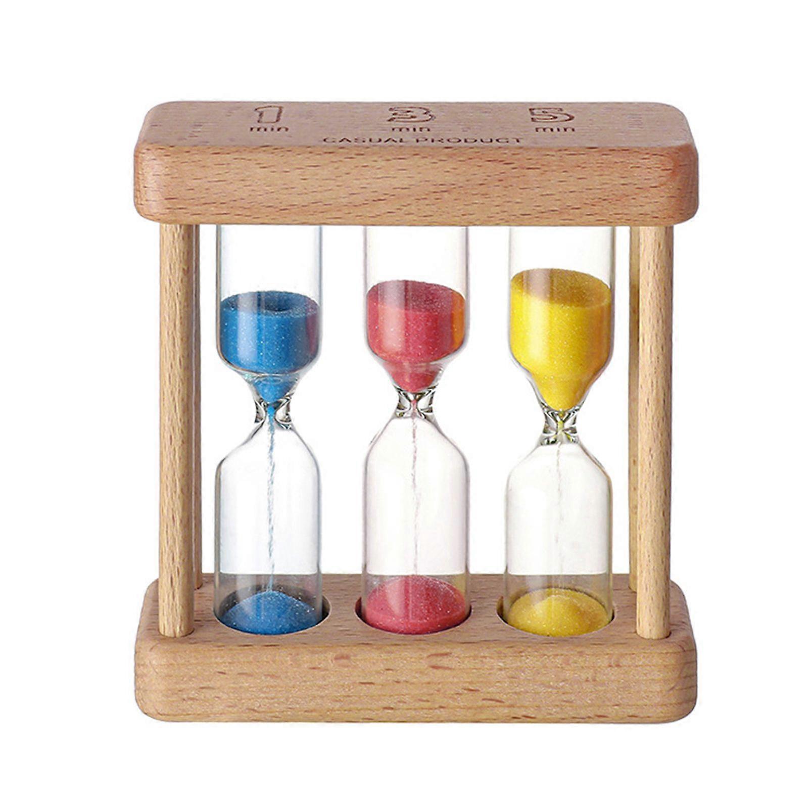 Jikaixiang Sand Timer Set 1Min 3Min 5Min Hourglass 3-in-1 Desktop Sand Clock for Cooking Classroom Exercise Home Office Decoration