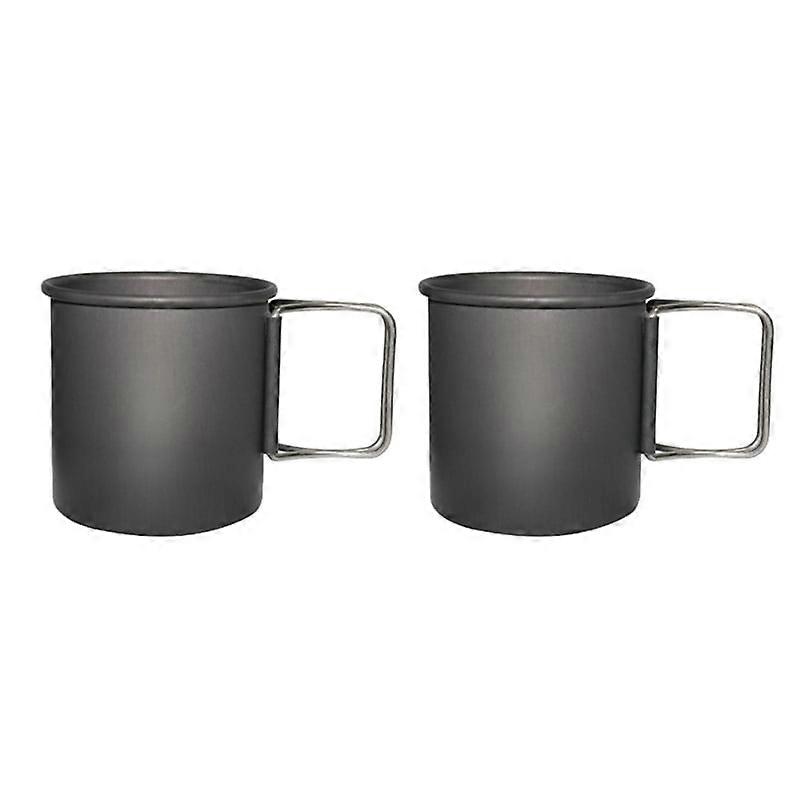 2pcs Outdoor Portable Camping Picnic Cup with Foldable Handle Backpacking Tableware 300ml