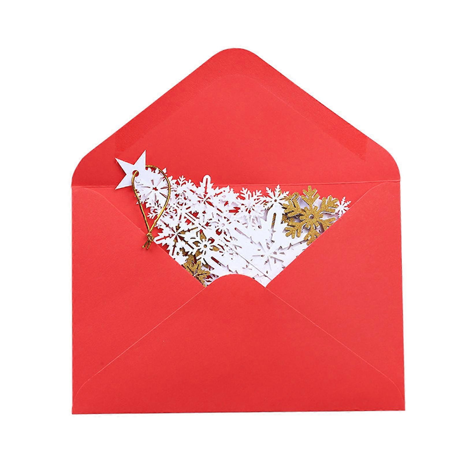 3D Popup Christmas Greeting Card for New Year Thanksgiving Day Gift Postcard Paper Holiday Snowflake Tree with Envelope Multicolor