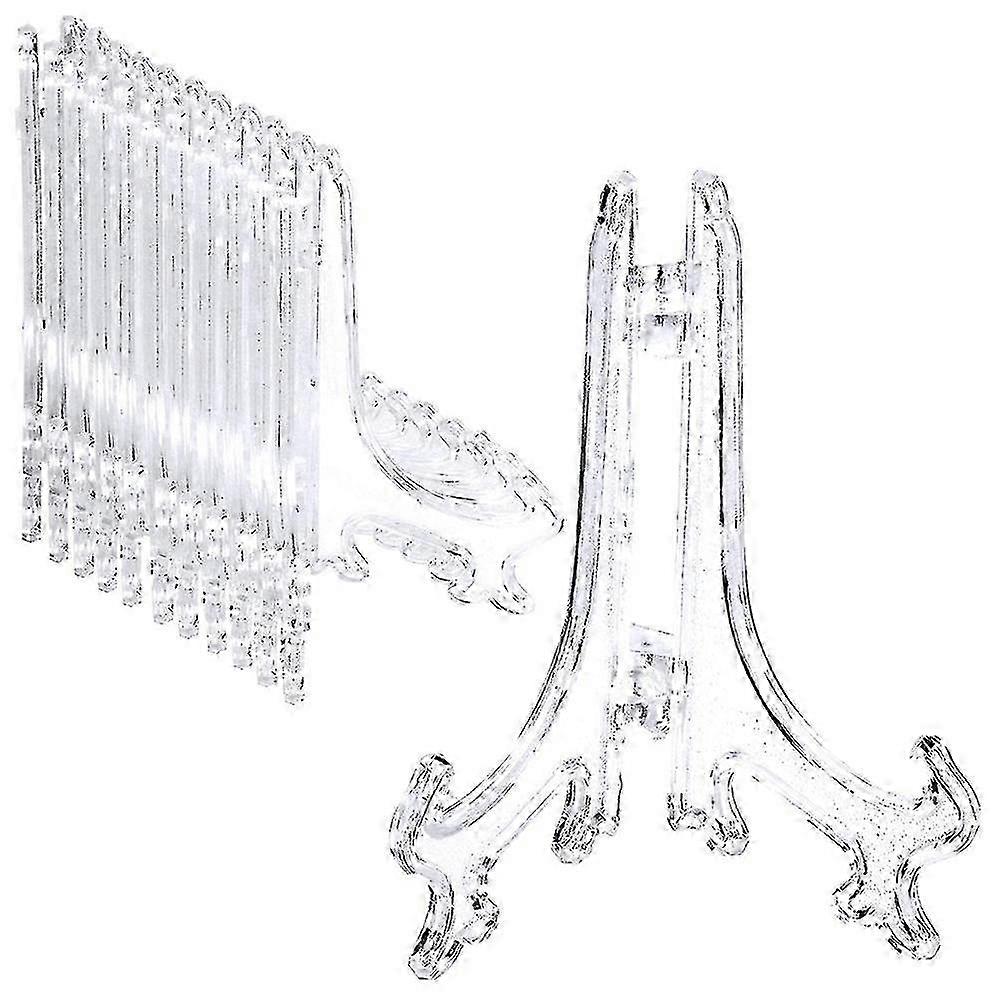 24 Clear Plastic Easel Display Stands for Wedding Decor, 4 Inch Tabletop Holders