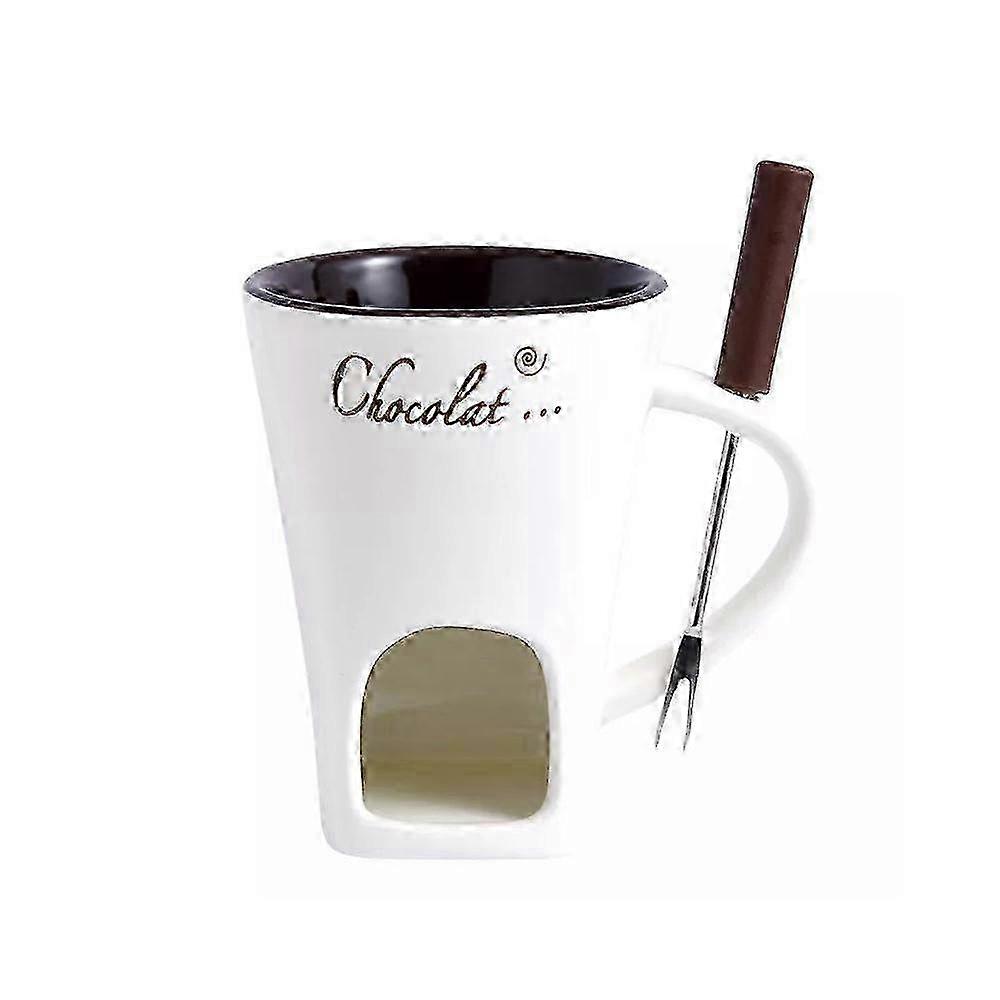 Chocolate Melting Mug, Fondue Cups , 130ml Ceramic Cheese Mug with Fork