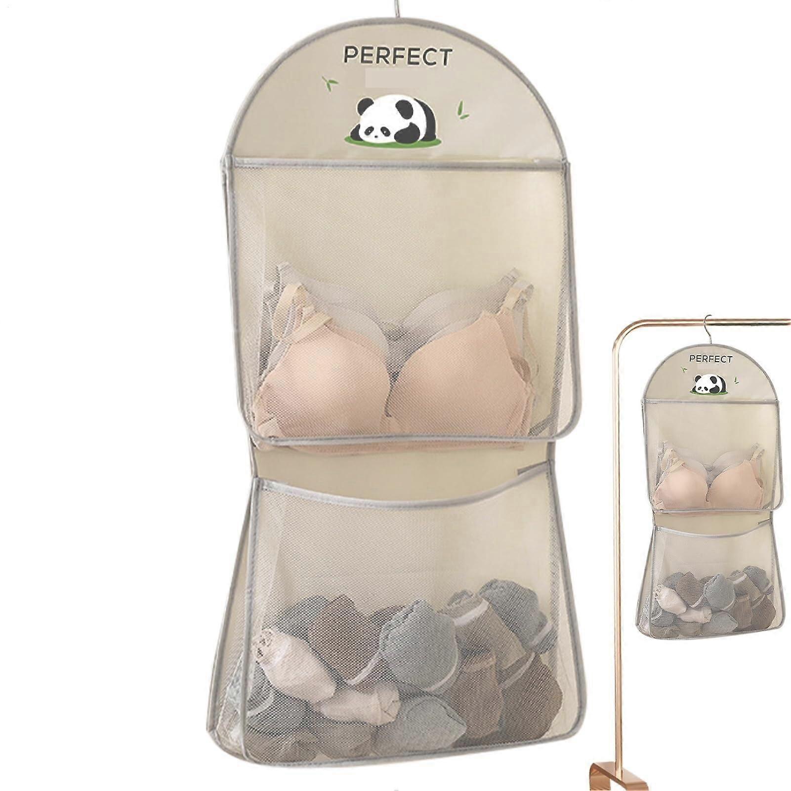 Underwear Organizer Bag 2Layer Portable Mesh Pocket With Hanger Breathable Anti Slip Storage Pouch Cruise RV Dorm Use