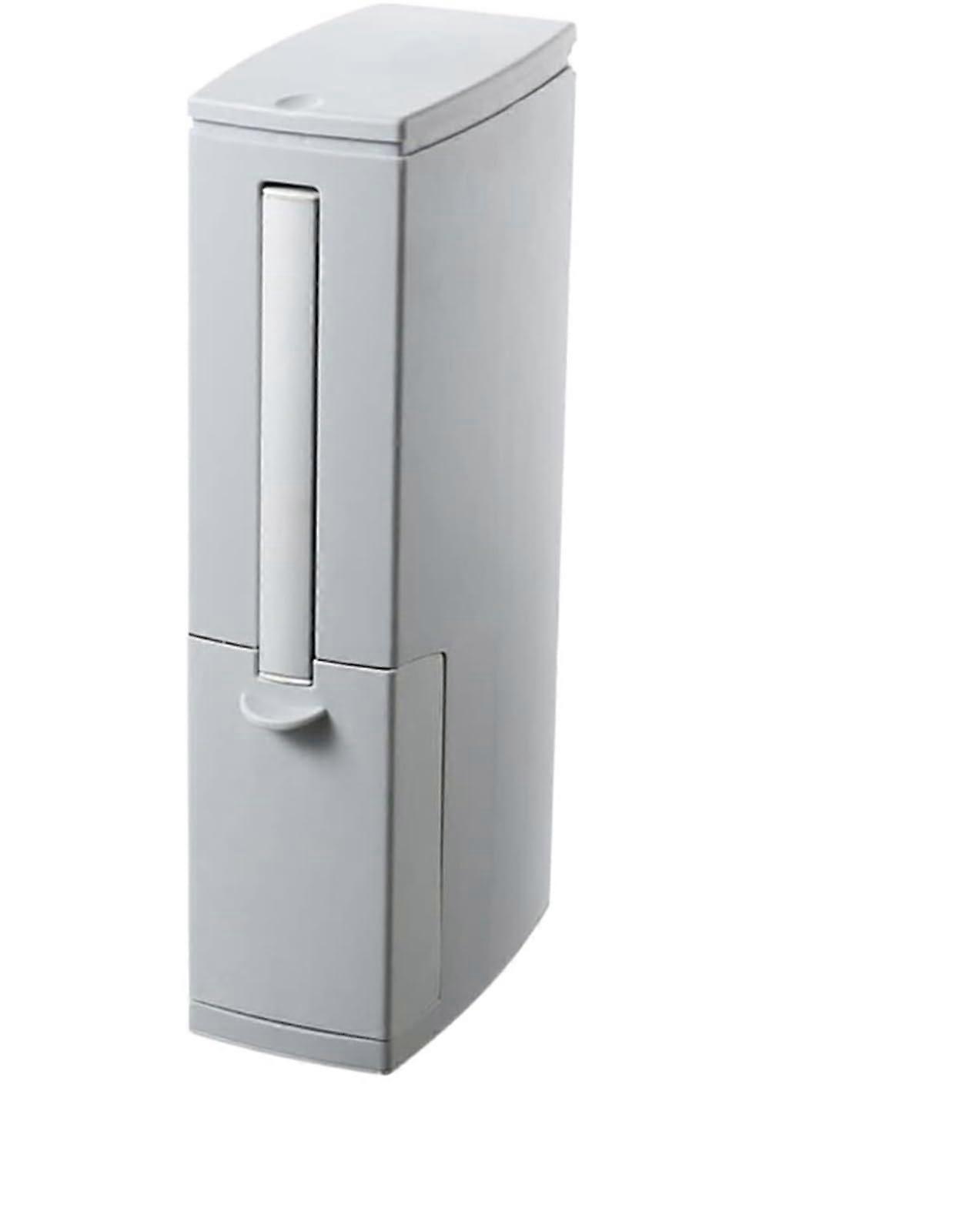 Garbage Bin Multifunction Narrow Toilet Trash Can With Lid Set Includes Toilet Brush Integrated Press Wastebasket