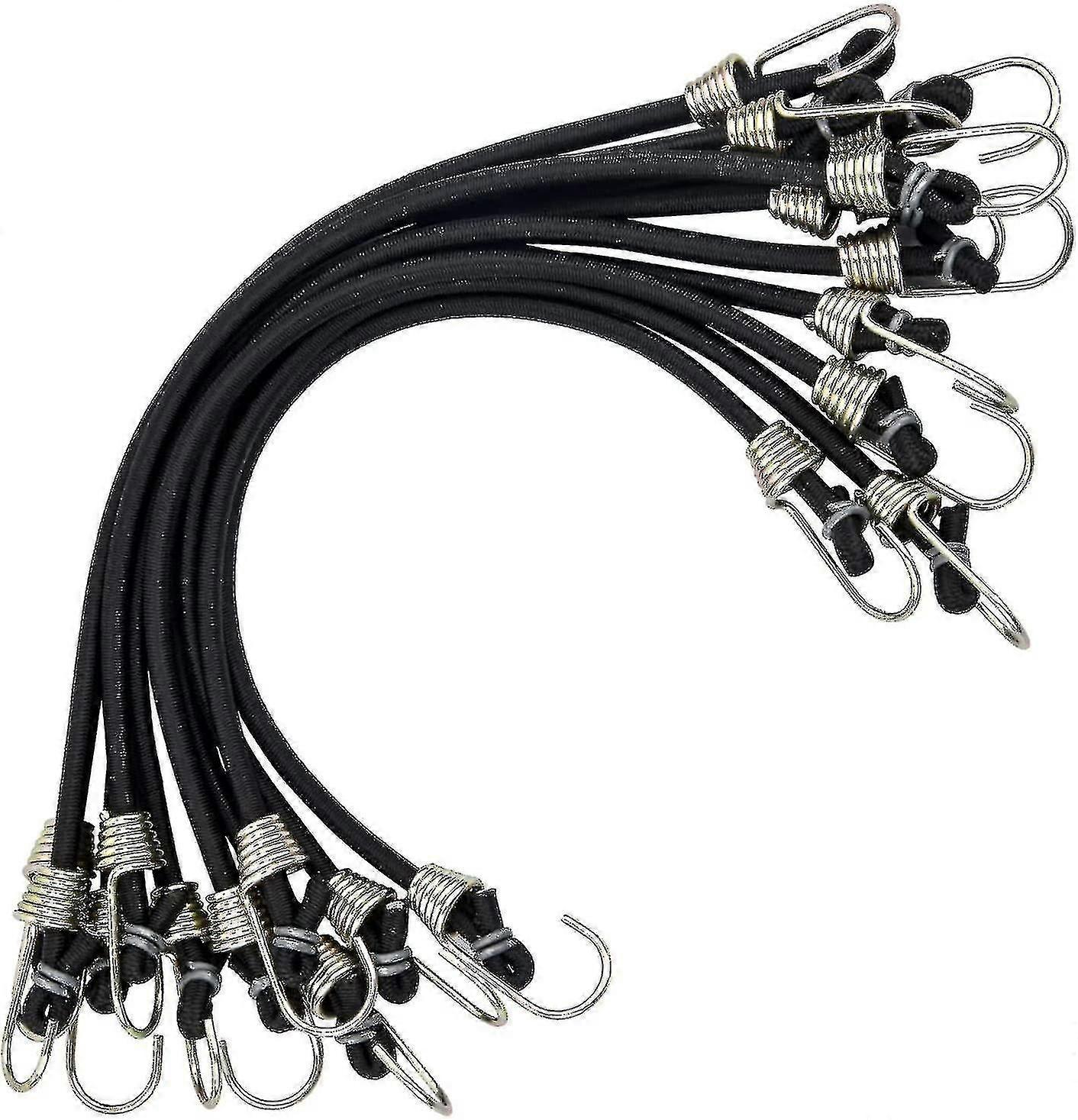 10 Pieces Bungee Cords With Mini Bungee Hooks, Universal Heavy Duty Bungee Cord Bungee Cords, Black