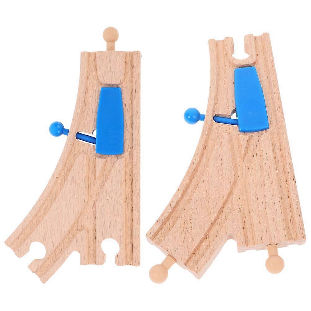 2pcs Wooden Train Track Switch with Curved Track Toddler Train Set Compatible with Major Wooden Train Brands for Track Scene Layout Toy