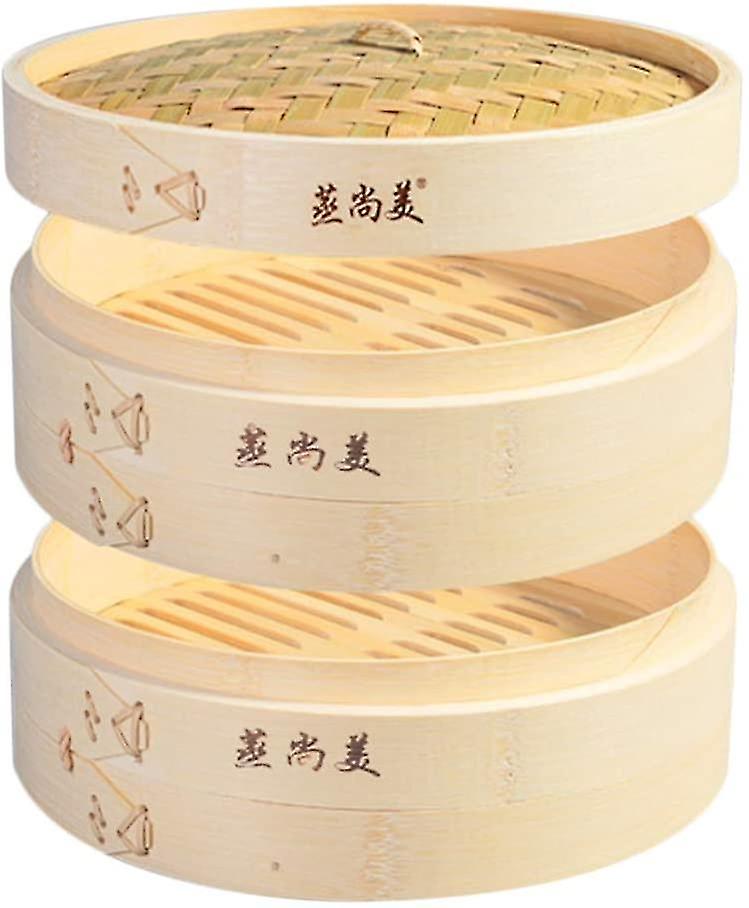Kitchen Natural Bamboo Bamboo Steamer 18cm (2*drawer+1*lid)