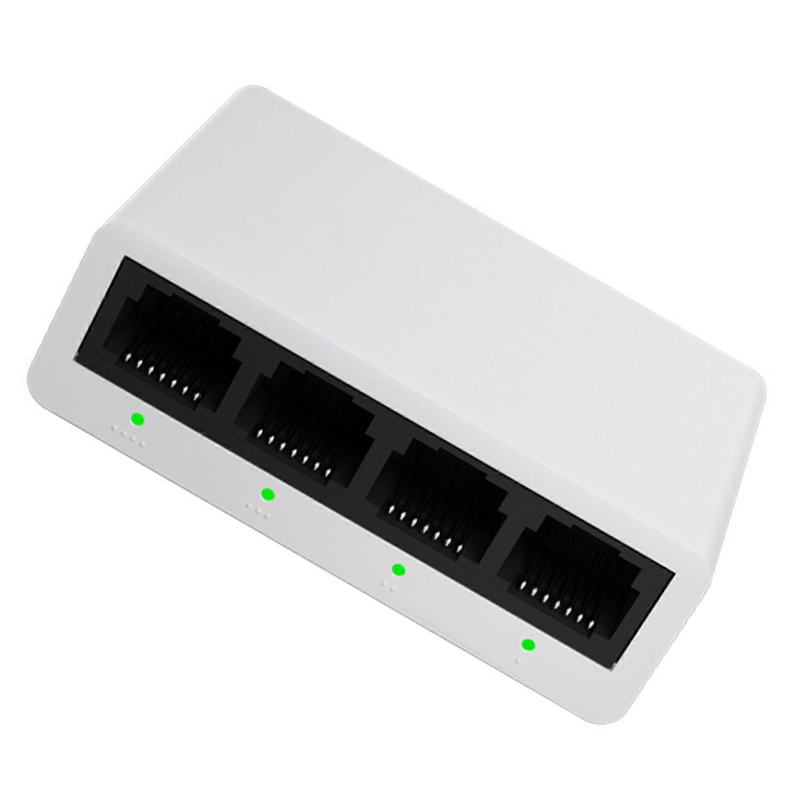 Tiny 4 Port Ethernet Change Outlet and Play 10/100Mbps Fast Center Dense Stable Connection for PC Printer Multicolor