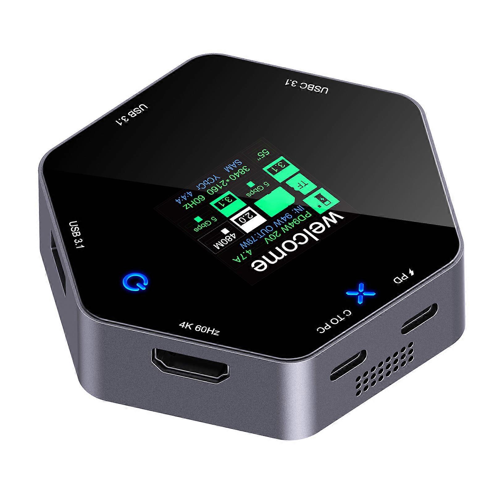 Aluminum USB C Hubs with 4K@60Hz and PD Charging Multiport Hubs Splitter for Device Integration Multicolor