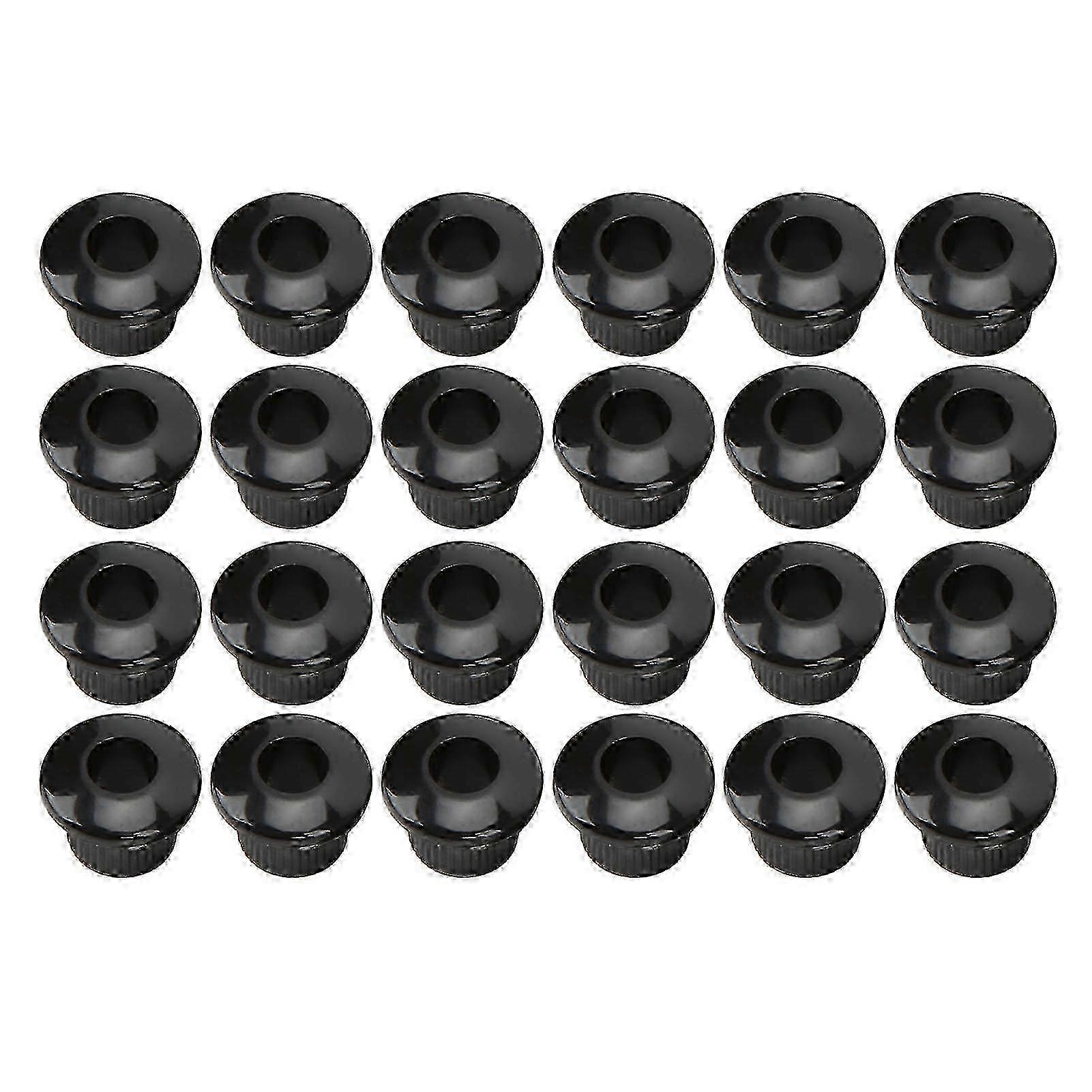 24Pcs Guitar String Button Ferrules 10mm High Performance Plastic Material Semi Closed Design Guitar PartsBlack x
