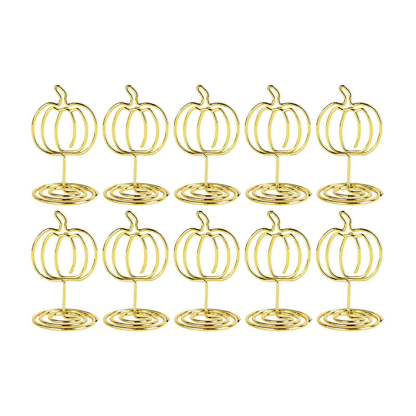 10Pcs Pumpkin Shape Table Number Holders Picture Display Stand Note Memos Clip for Thanksgiving Table Decoration Multicolor