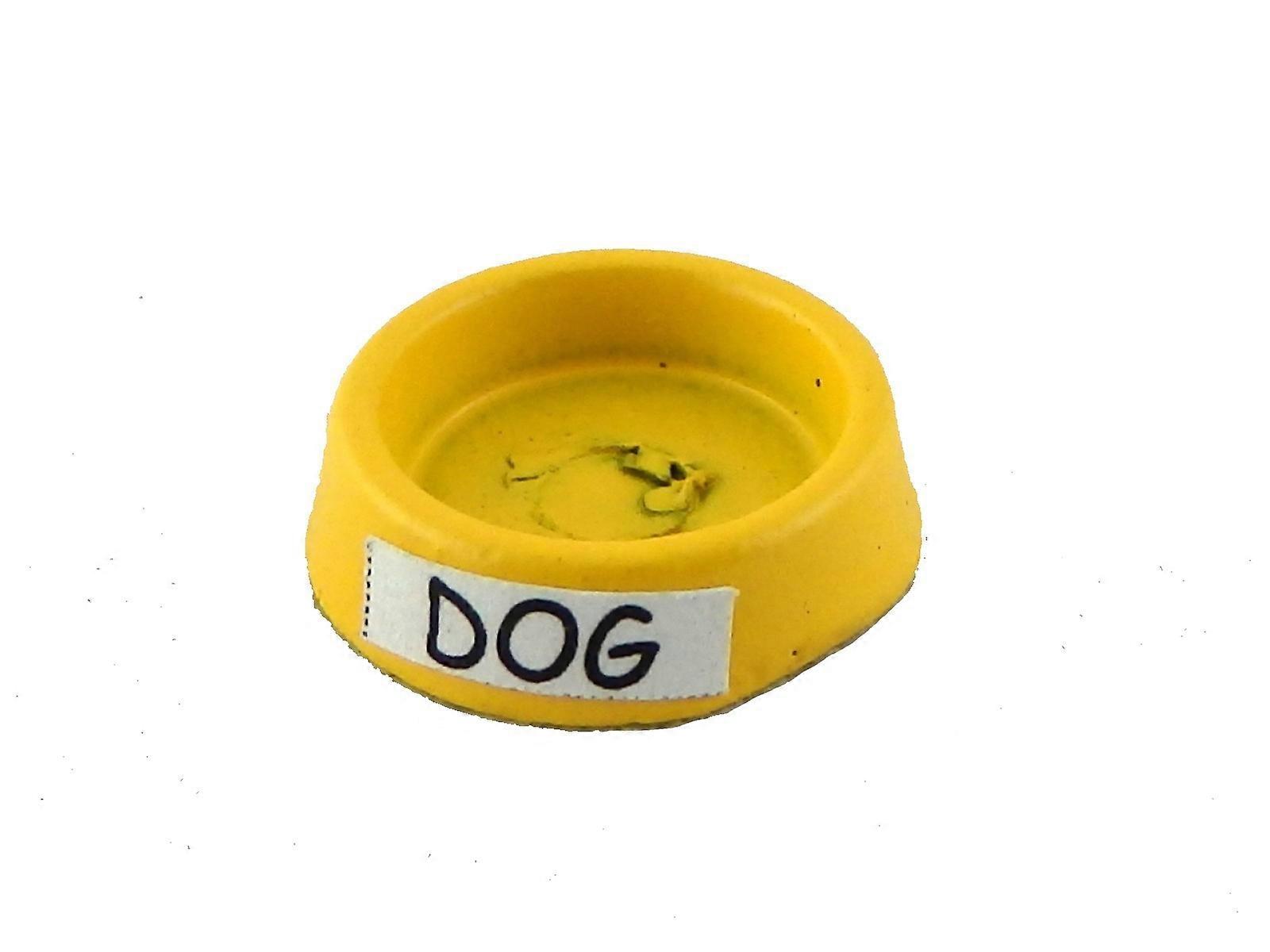 Dolls House 黄色狗粮盘水碗微型 1：12 比例宠物配件