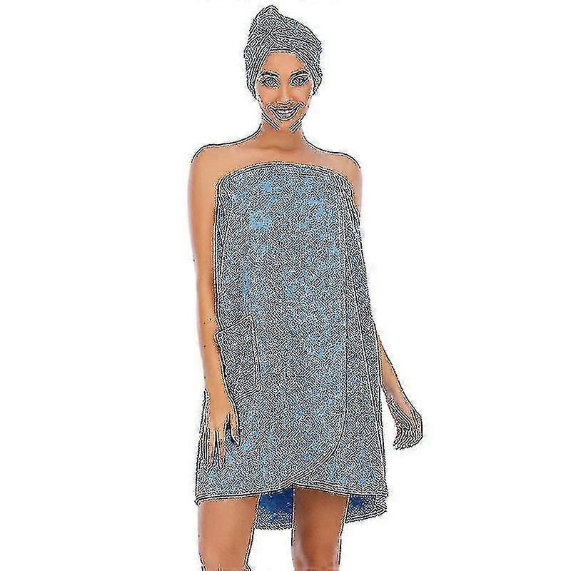 Roupão de toalha para mulher algodão altamente absorvente macio terry envoltório azul