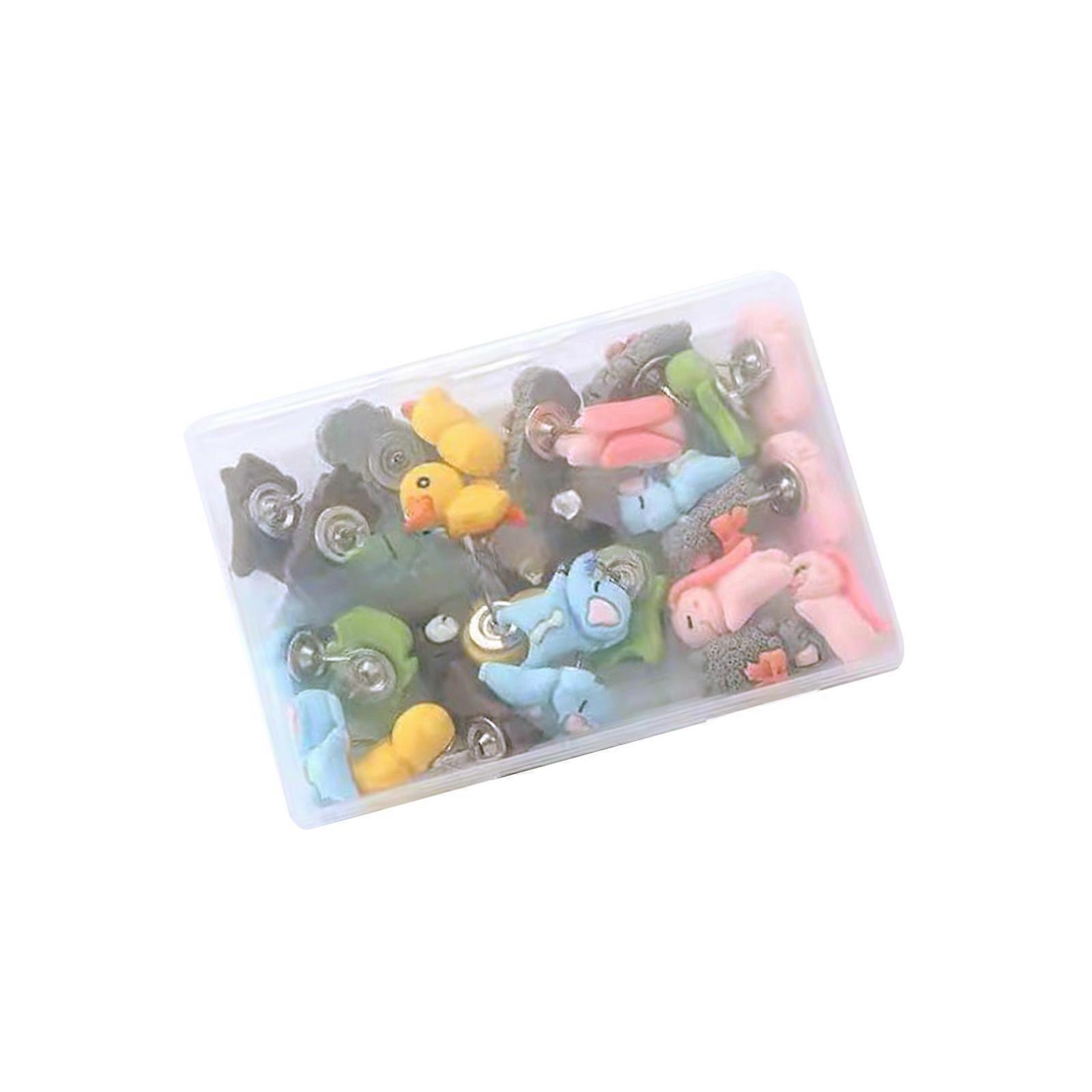 20/30Pcs Animal Head Push Pins Drawing Pins Cork Notice Board Pins Thumb Tacks for Display Picture Notes Memos Files Multicolor