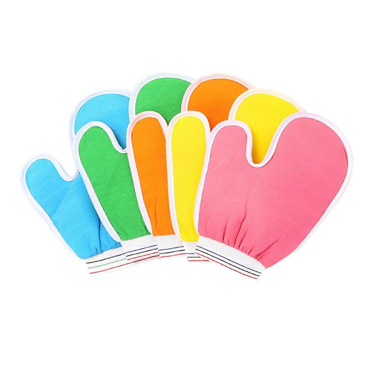 Exfoliating Bath Shower Gloves 5Pack Unisex Scrubbing Mitts Deep Cleansing Random Color