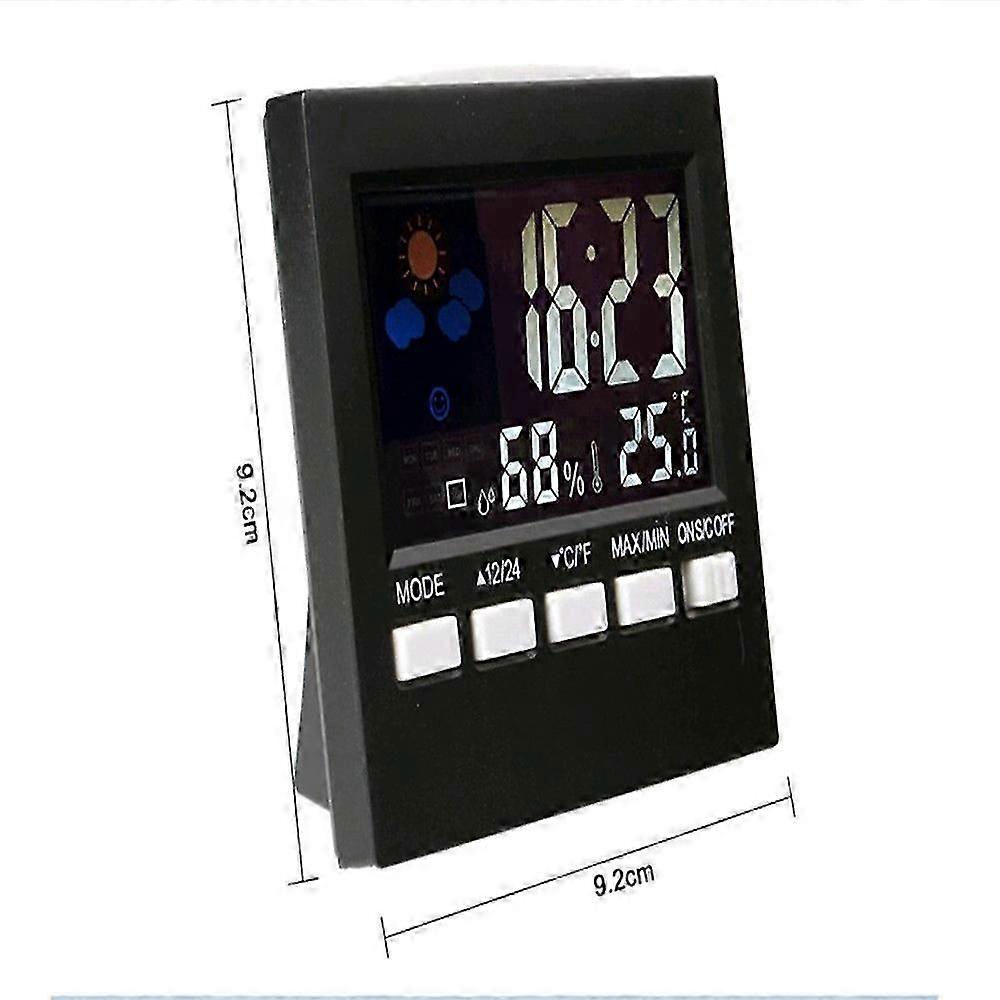 Digital Display Thermometer Humidity Clock Colorful Indoor Outdoor Temperature Monitor Alarm LCD Alarm Calendar Weather with Snooze Function