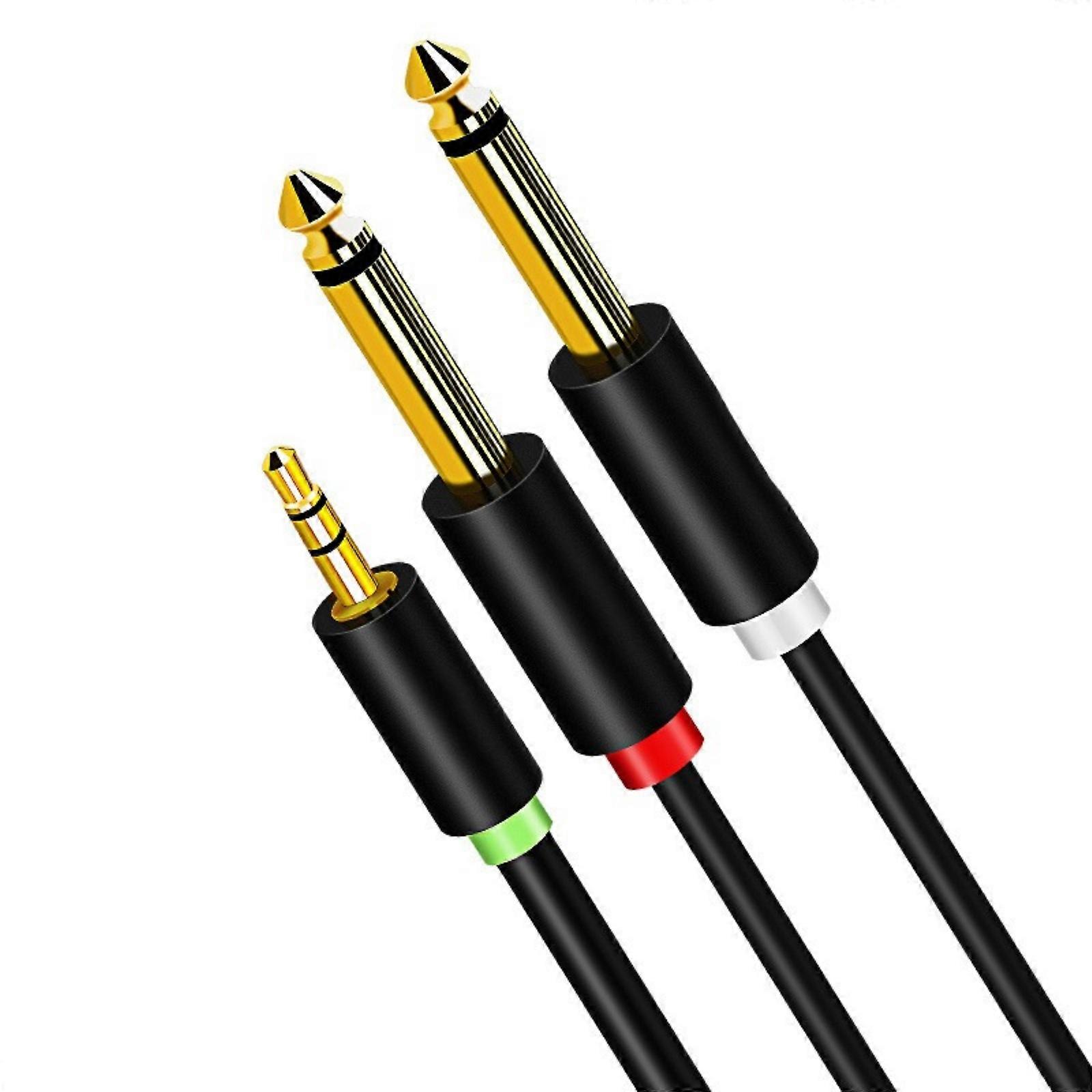 Portable 1/8 to 1/4 Stereo Cable 3.5mm to Double 6.35mm Audios Cable with Flexible Length Option for Amplifiers Easy Use Multicolor