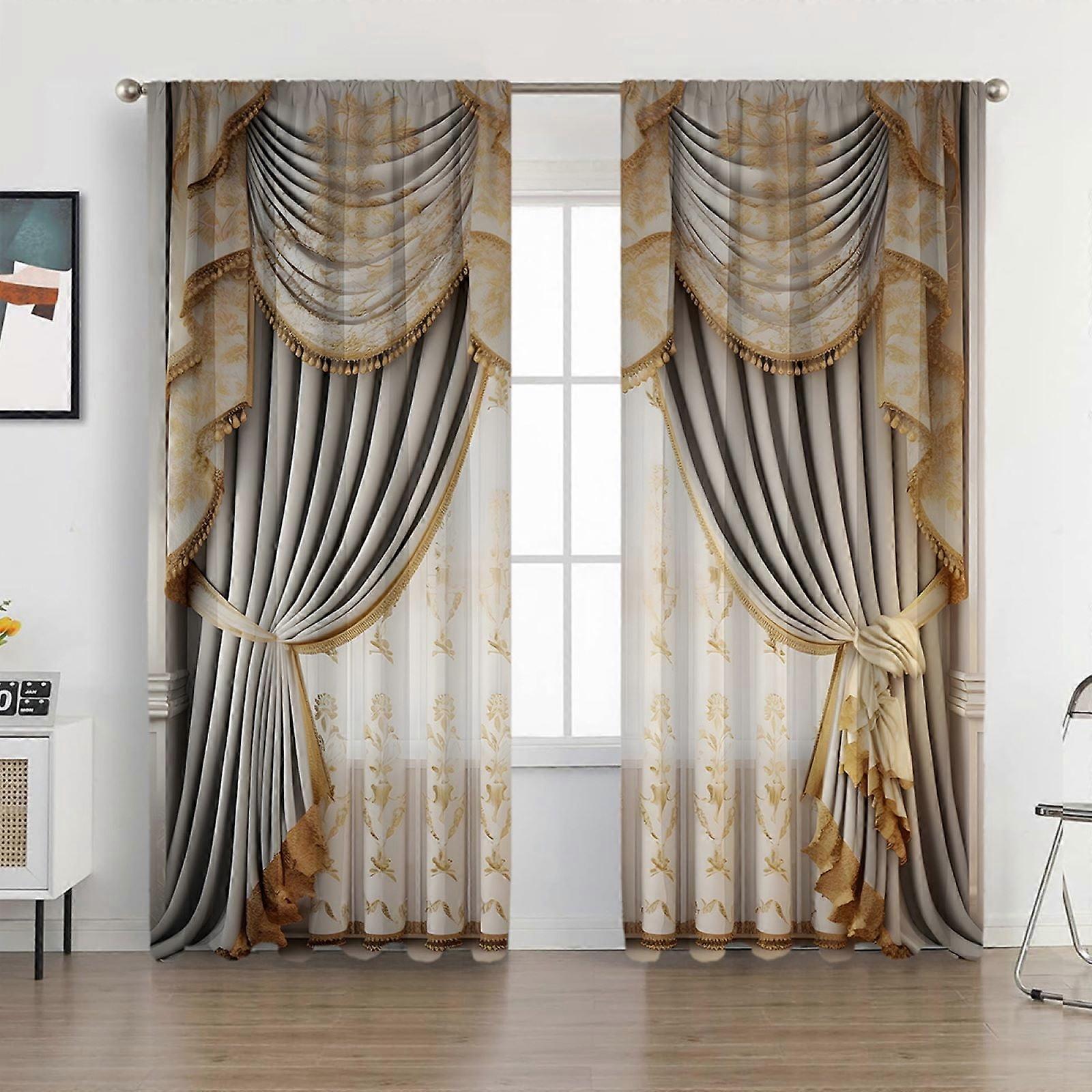 Gnobogi 2PCS European Curtains And Drapes Christmas Series Curtains Factory Sent Digital Printing Curtains on Clearance