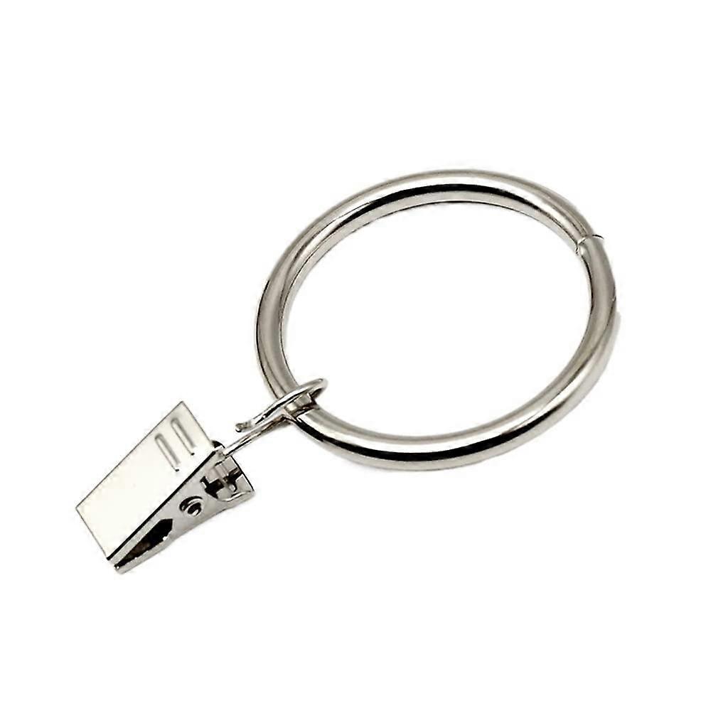 Metal Curtain Rings with Clips for Shower Room, Drapery Hooks and Buckles, Perforated Design (Color A)