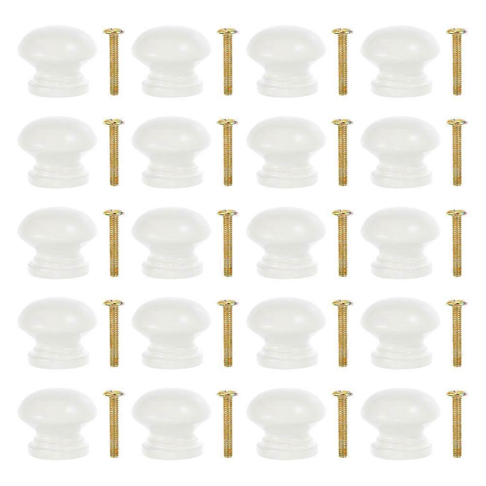 Wooden Cupboard Knobs Drawer Pulls For Kitchen Cabinets Minimalist Design Easy Installation 3.40X3.40X2.50CM White 20Sets