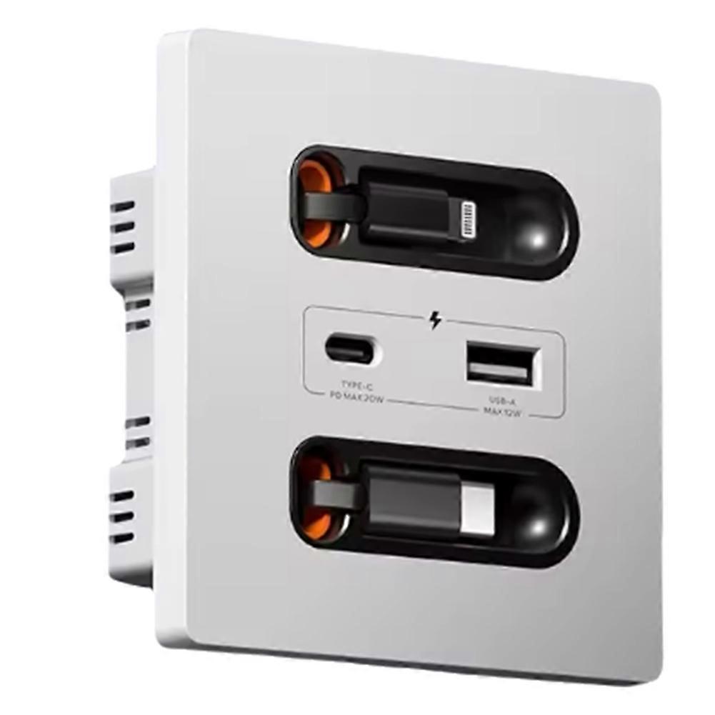 Universal Smart Socket with Charging Line 20W Fast Charge USB C Port PC Power Wall Panel,Mobile Phone Charging Type C
