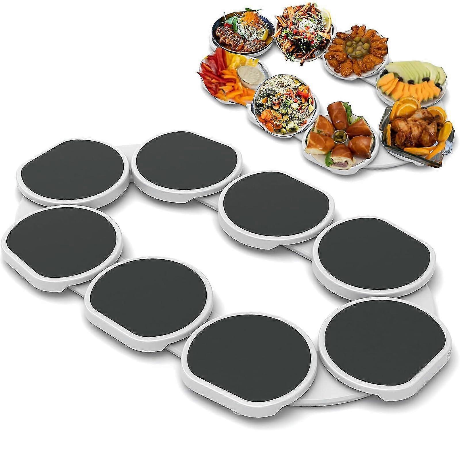 Lazy Susan Dining Table Rotating Turntable Tray For Rectangular Oblong Kitchen Dining Tables - Complete Set