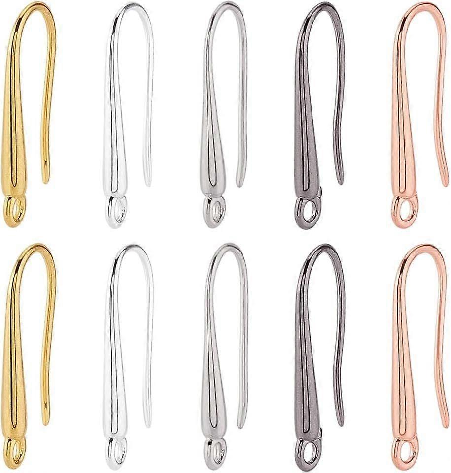 1 Box 40Pcs 5 Colors U Shaped Earring Hooks French Hook Earring Wires with Loop Brass Gold Silver Colorful Dangle Ear Wire Findings Accessories for Je