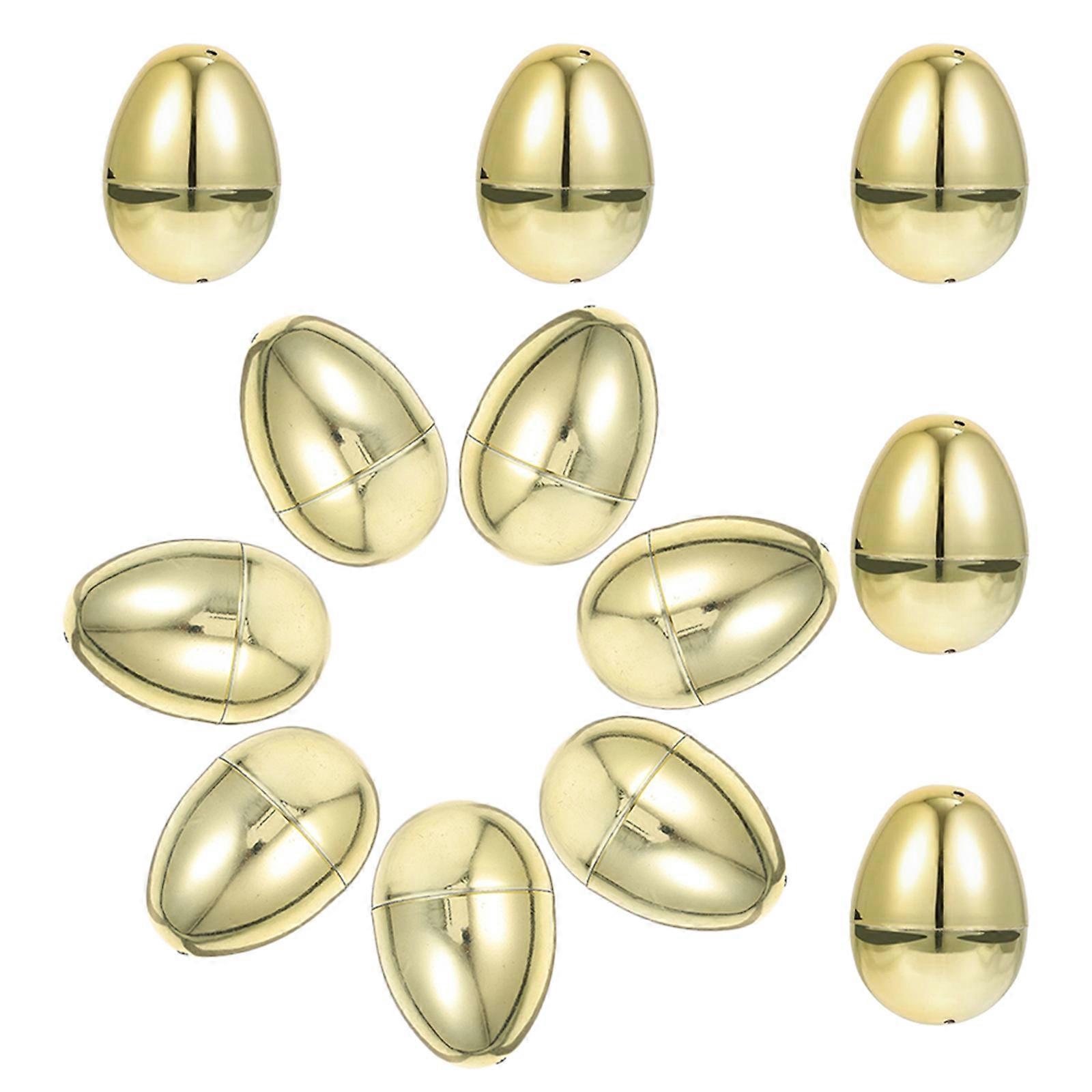 12Pcs Plastic Golden Easter Eggs Fillable for Easter Party Basket Decorations