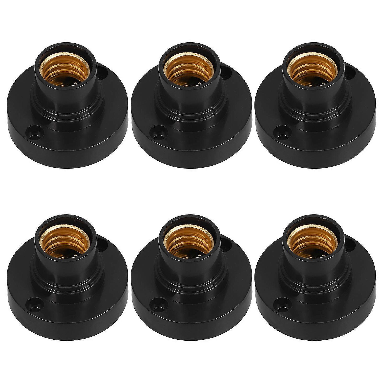 Replacement Light Socket E14 Round Holder for Bulb Use 6Pcs Black