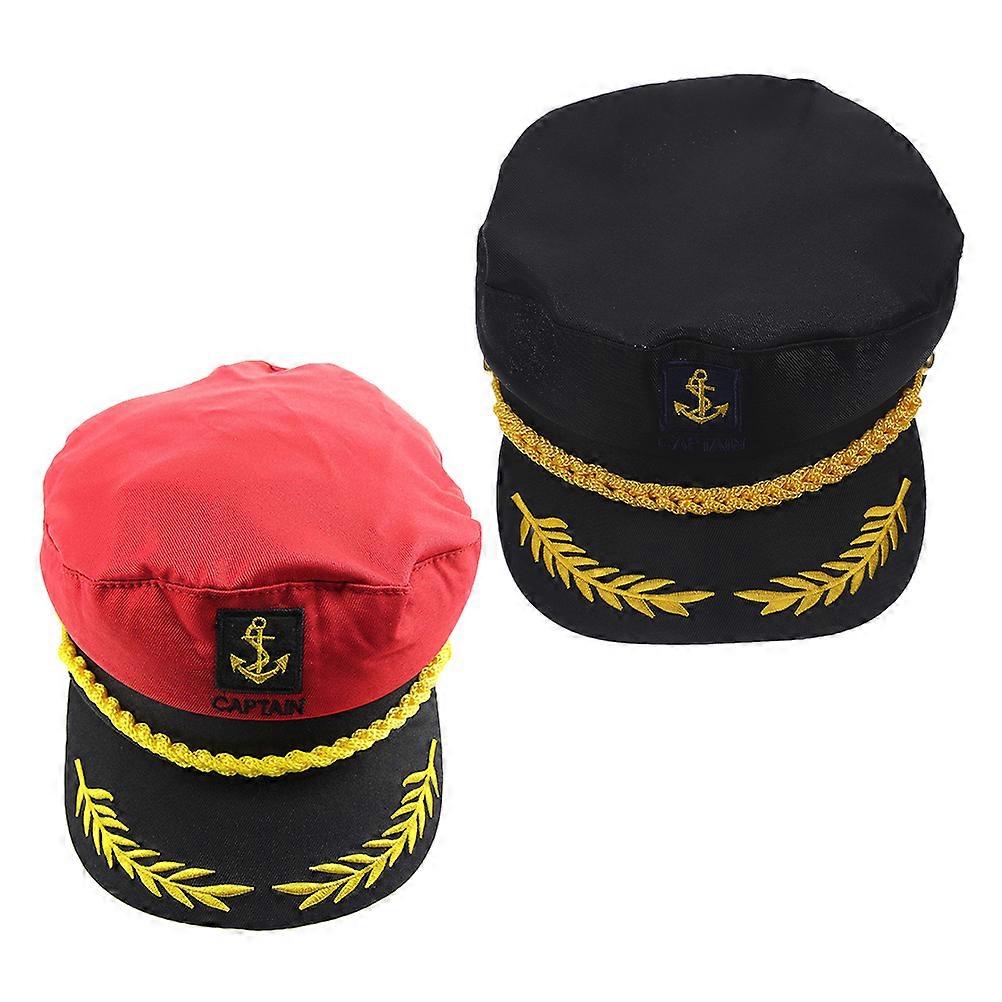 Sailor Hat Embroidered Boat Captain Hat for Head Wearing 2Pcs Set