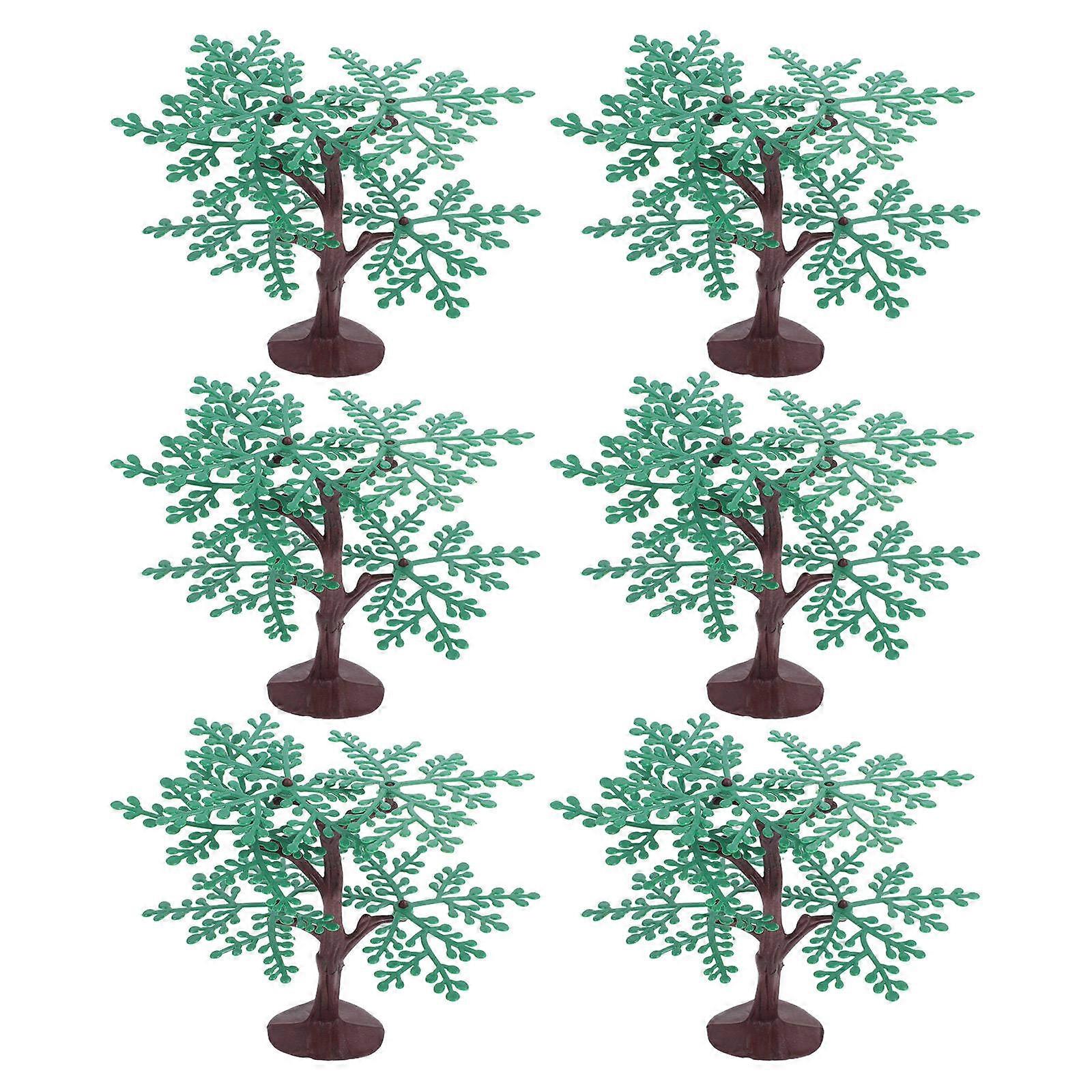 Plastic Model Tree Train Layout Accessories for Decor 6Pcs Green Removable