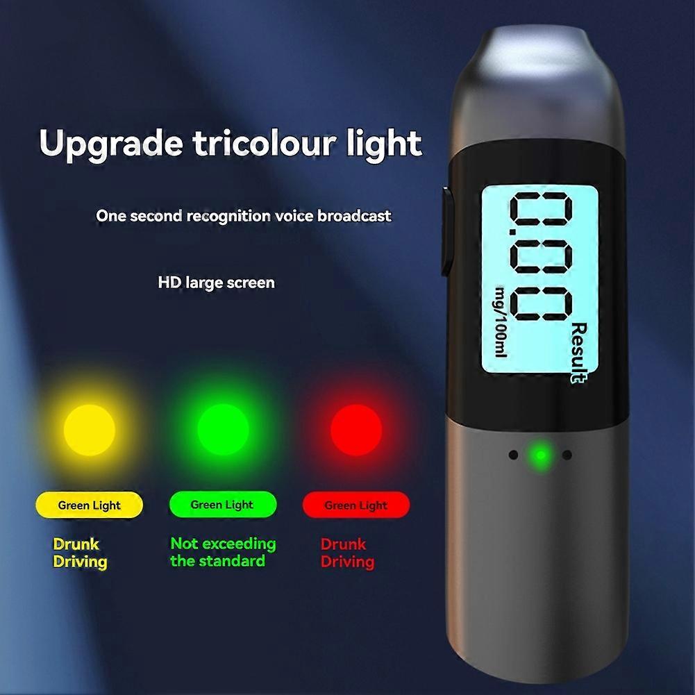 Digital Alcohol Tester USB Rechargeable High Precision Breathalyzer Alcometer LCD Display Professional Portable
