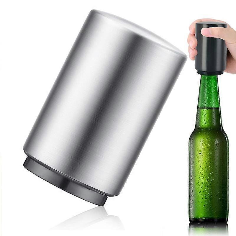 Stainless Steel Magnetic Automatic Pop-up Bottle Opener, Multi-function Push-down Bartending Tool, Durable and Easy To Clean, Rust-proof and