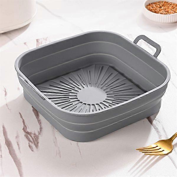 Foldable Square Air Fryer Silicone Mold 17.5 cm 2-pack Grey