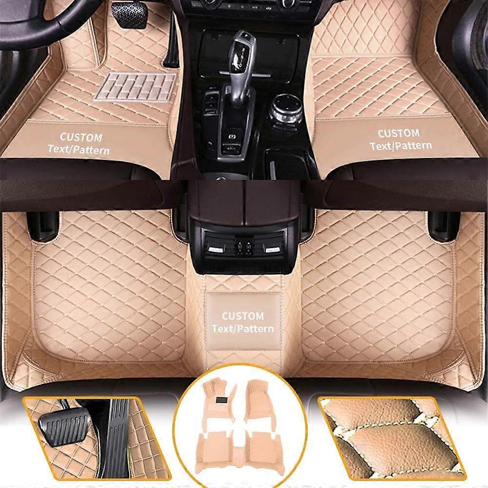 Custom Car Floor Mats Luxury Leather Waterproof AntiSkid Full Coverage Beige Set for All Models