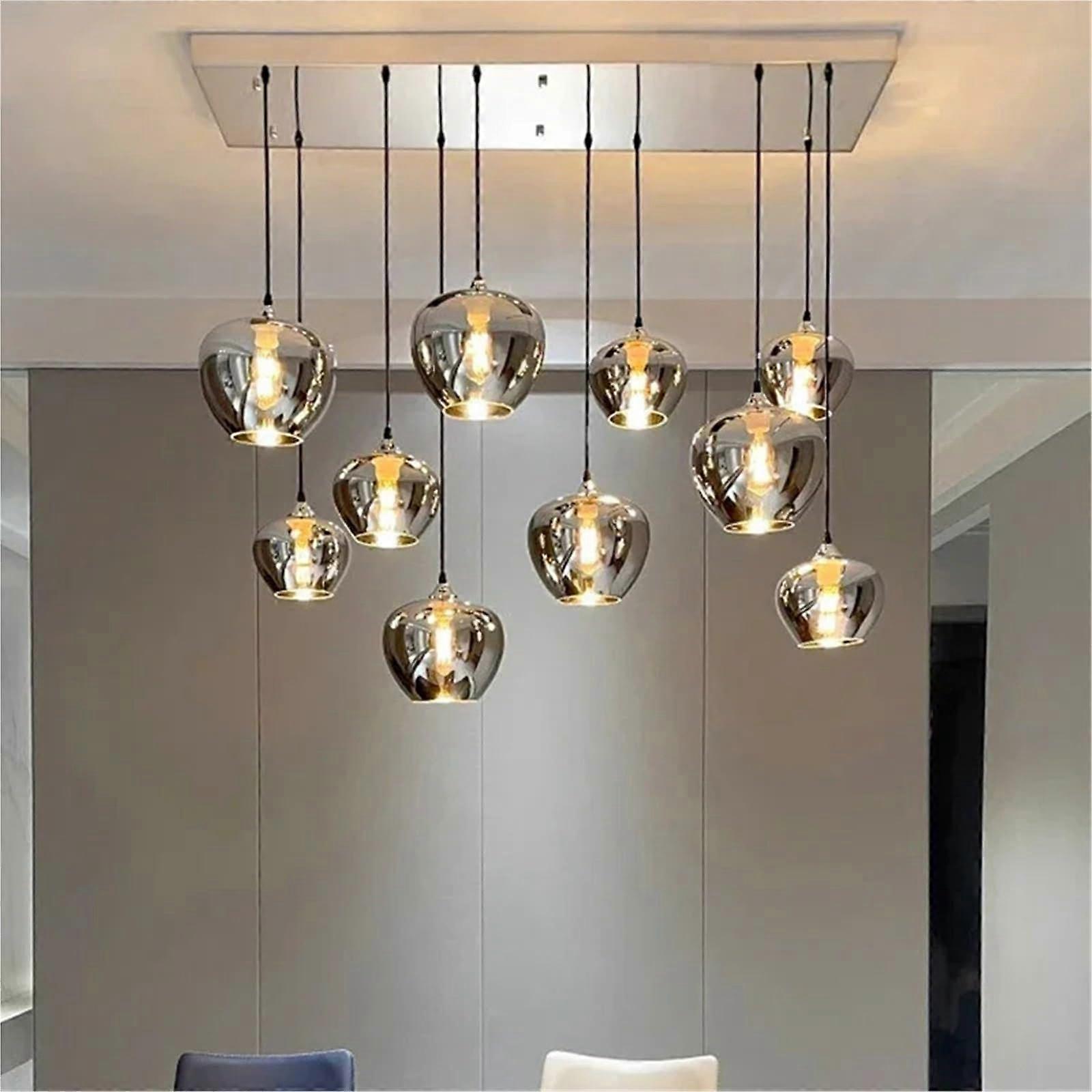 Nordic Minimalist LED Pendant Light with Elegant Glass Globe, Adjustable Hanging for Kitchen Island