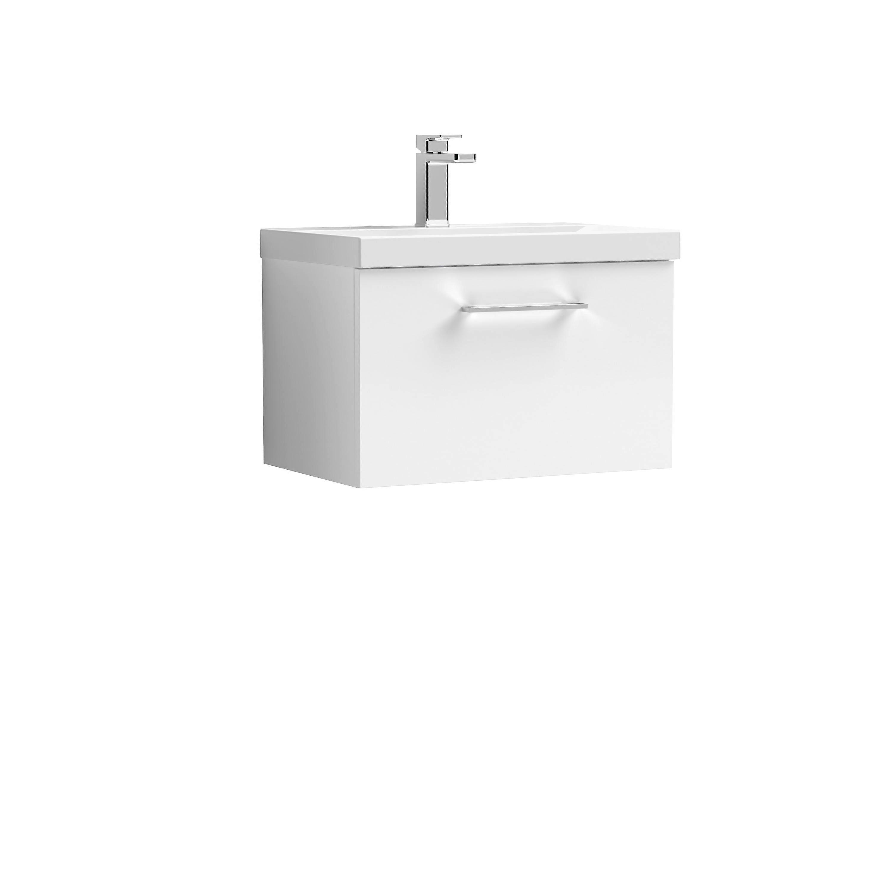 Balterley Level Contemporary Bathroom 1 Soft Close Drawer & Thin-Edge Vanity Unit Basin, Gloss White, 600mm