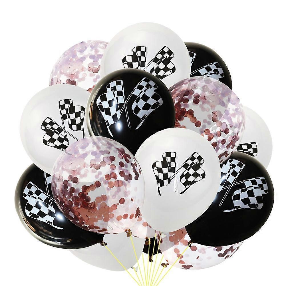 Balloon Party Decoration Racing Flag Latex Balloons with Sequins 15Pcs