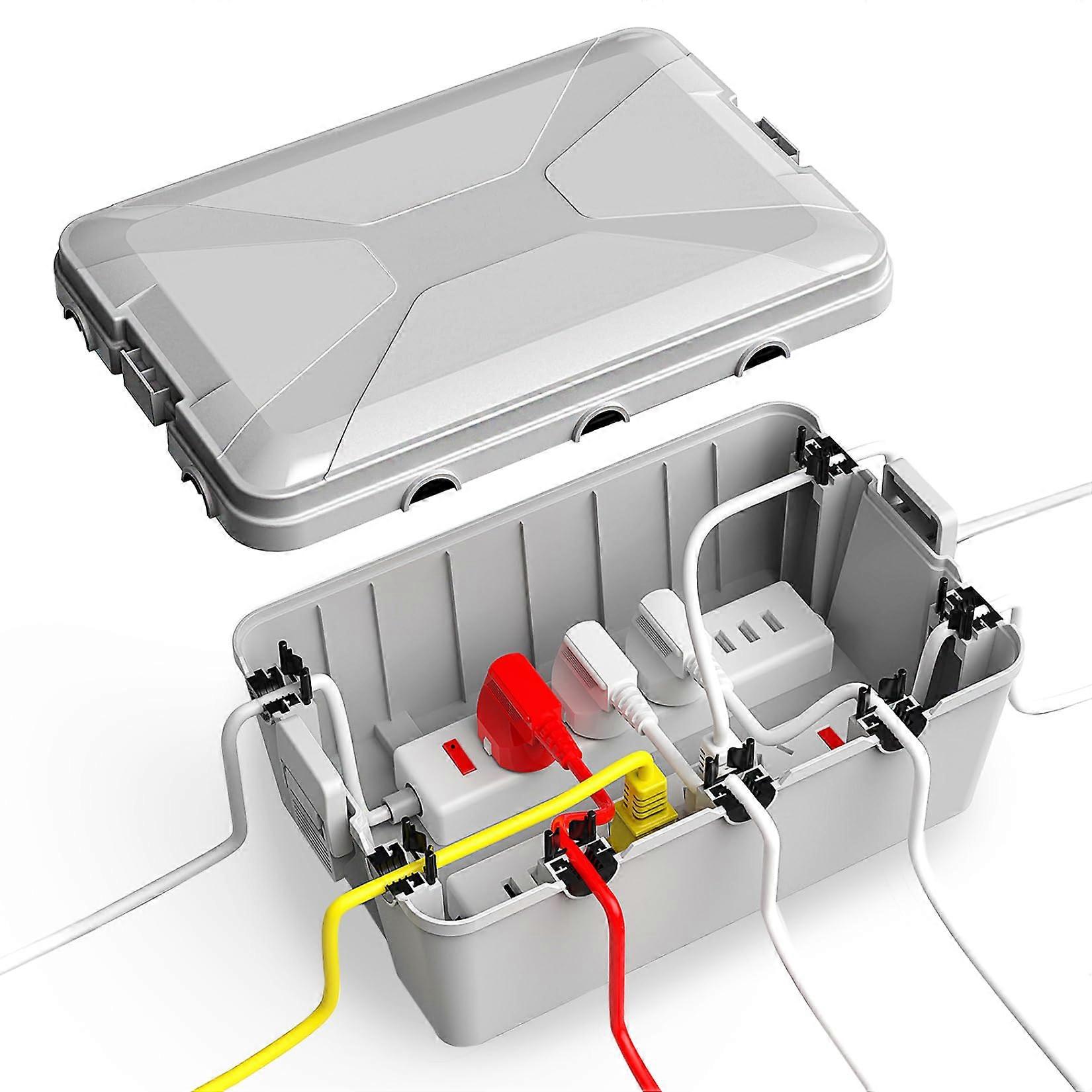 Outdoor Weatherproof Electrical Boxes IP54 Extension Cord Covers For Power Strips Timers Gray 26x15x9 cm