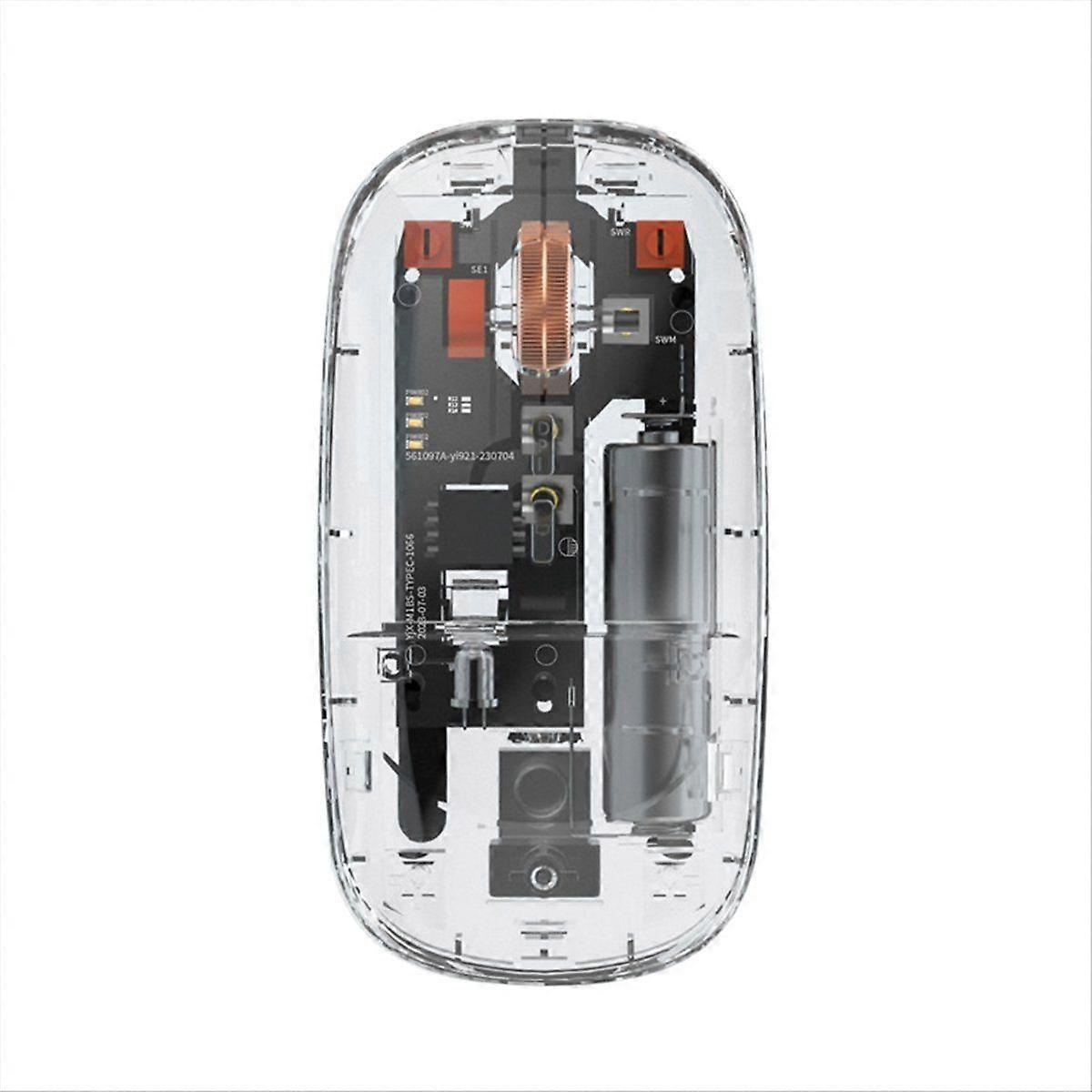 2400DPI Bluetooth Mouse Full Transparent Cool Silent Dual Mode 2.4G500Ah Rechargeable Ergonomic Uni