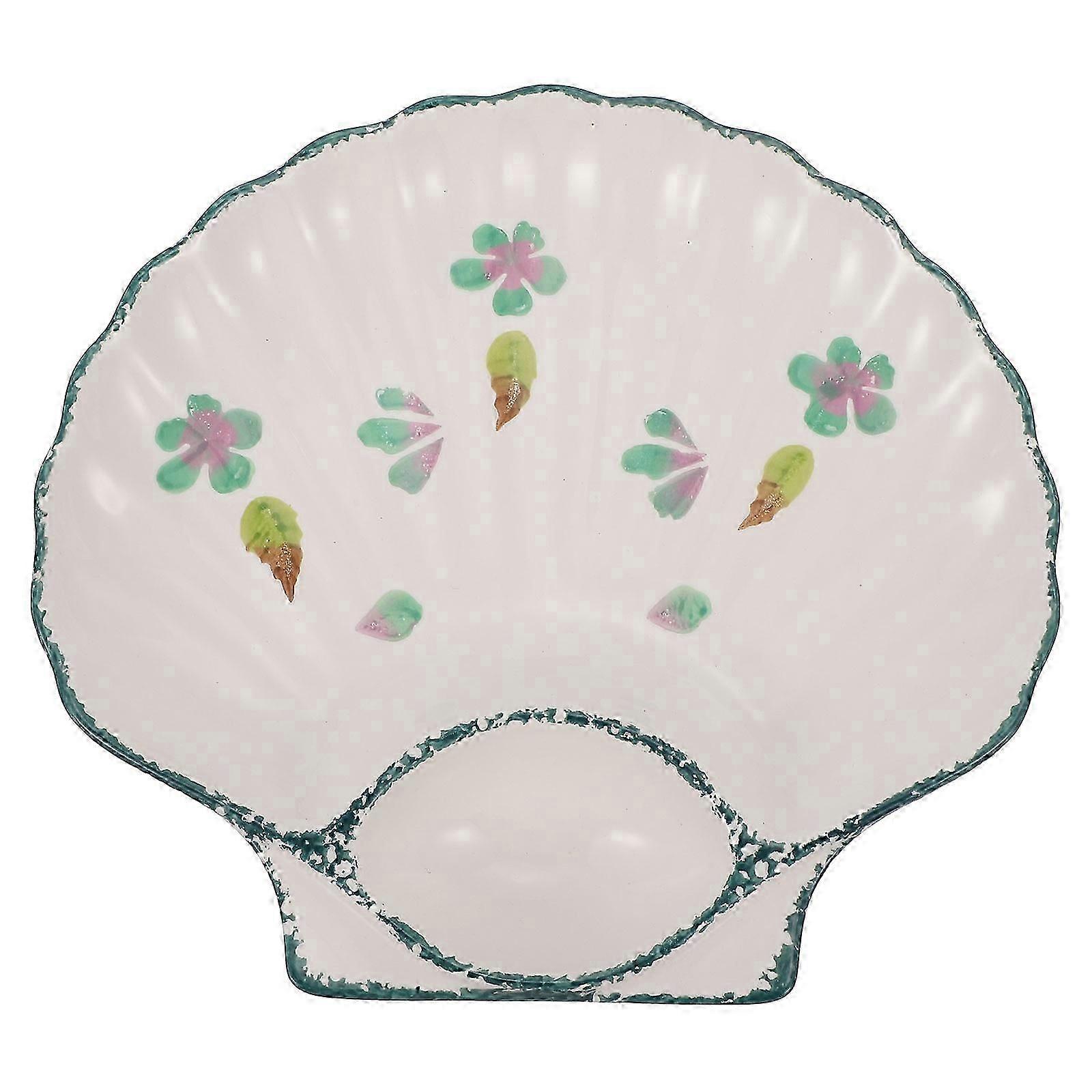 Ceramic Shell Divider Plate Dumpling Plate for 1Pcs Food Use