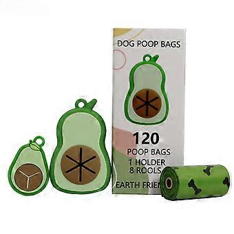 Cute Avocado Shaped Dog Waste Bag Dispenser Dog Pooper Scooper With Leash Attachment (1 Avocado+1 Roll of Garbage Bag)