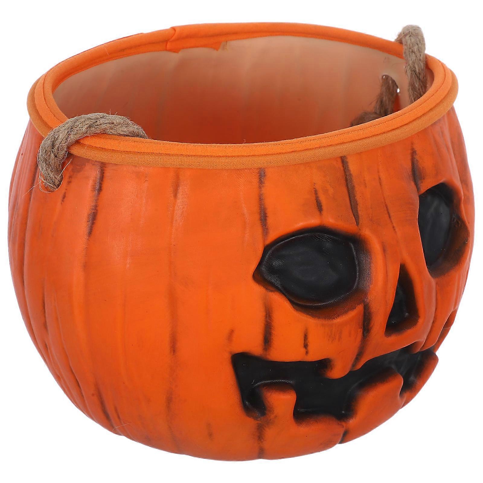 Halloween Pumpkin Basket Light-Up Portable Candy Holder