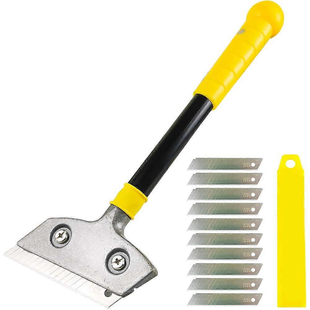 Paint Scraper Razor Blade Scraper with Long Handle Ergonomic Grip 10 Blades for MultiSurface Removal