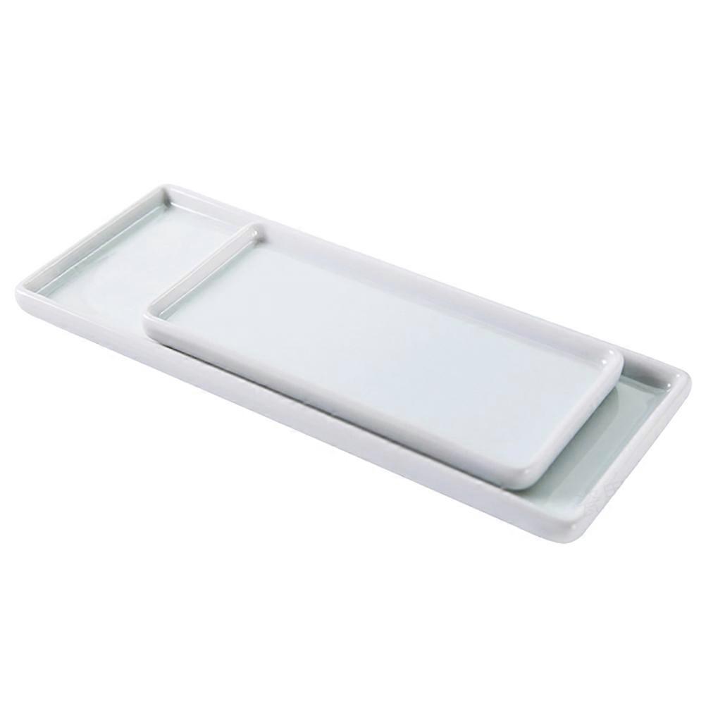 Ceramic Storage Plates for Bathroom Use 2Pcs Japanese Style White